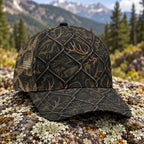 Fence Line Bull Mesh Cap 2.0 side view showing the all-over print mesh