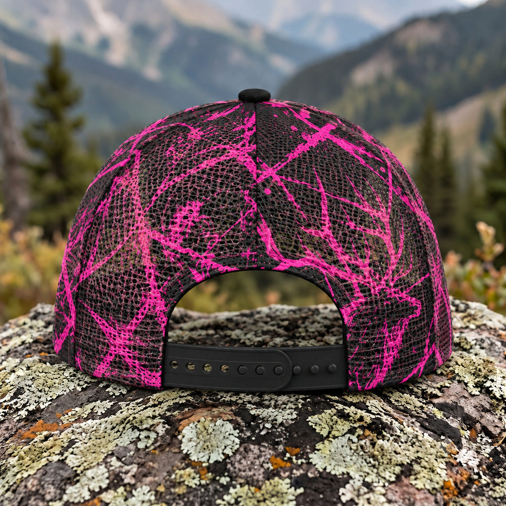 Pink Splatter Bull Mesh Cap 2.0 back closure