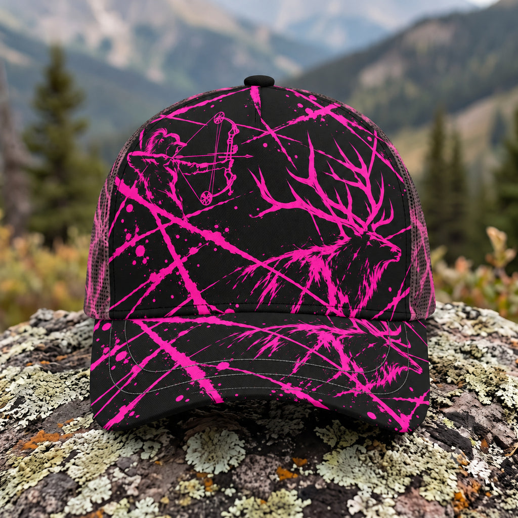 Pink Splatter Bull Mesh Cap 2.0 front