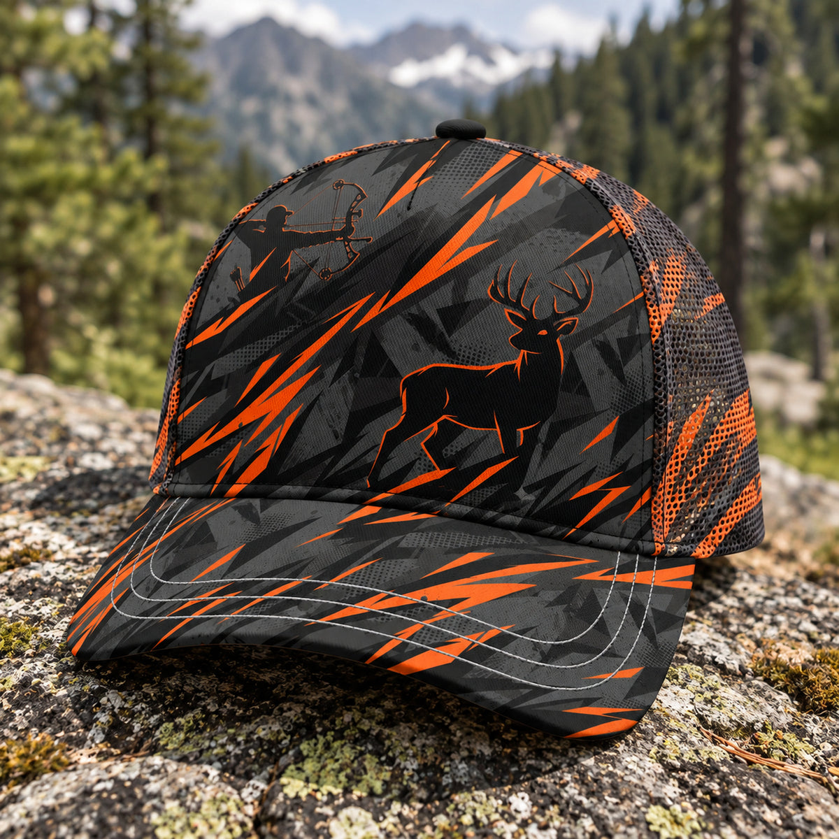 Blaze Slash Buck Mesh Cap 2.0 side view showing the all-over print mesh