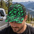 Jade Bugle Bull Mesh Cap 2.0 worn outdoors