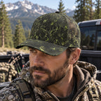 Neon Comb Antler Mesh Cap 2.0 worn outdoors