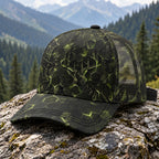 Neon Comb Antler Mesh Cap 2.0 side view showing the all-over print mesh