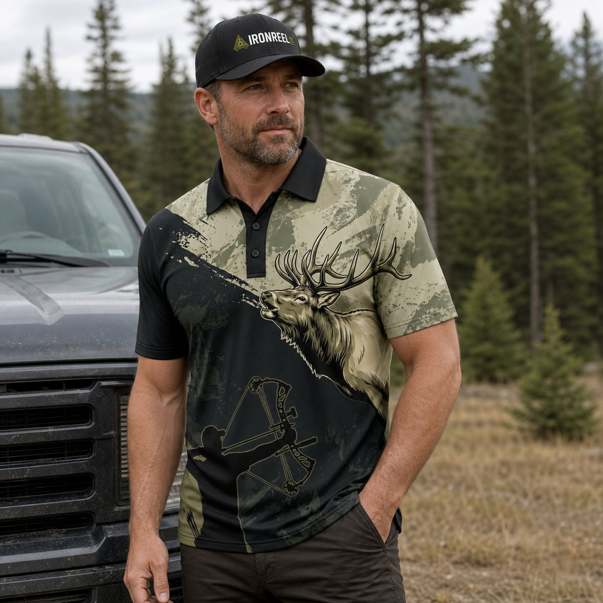 Elk Bugle Camo Polo Shirt - BHPLNQ1001