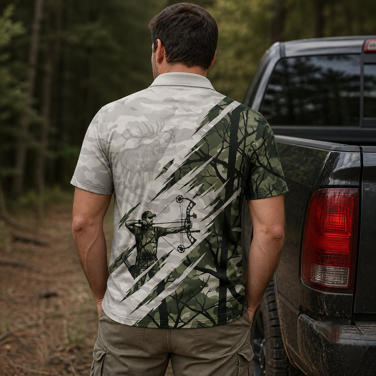 Timber Elk Camo Polo Shirt - BHPLNQ1003