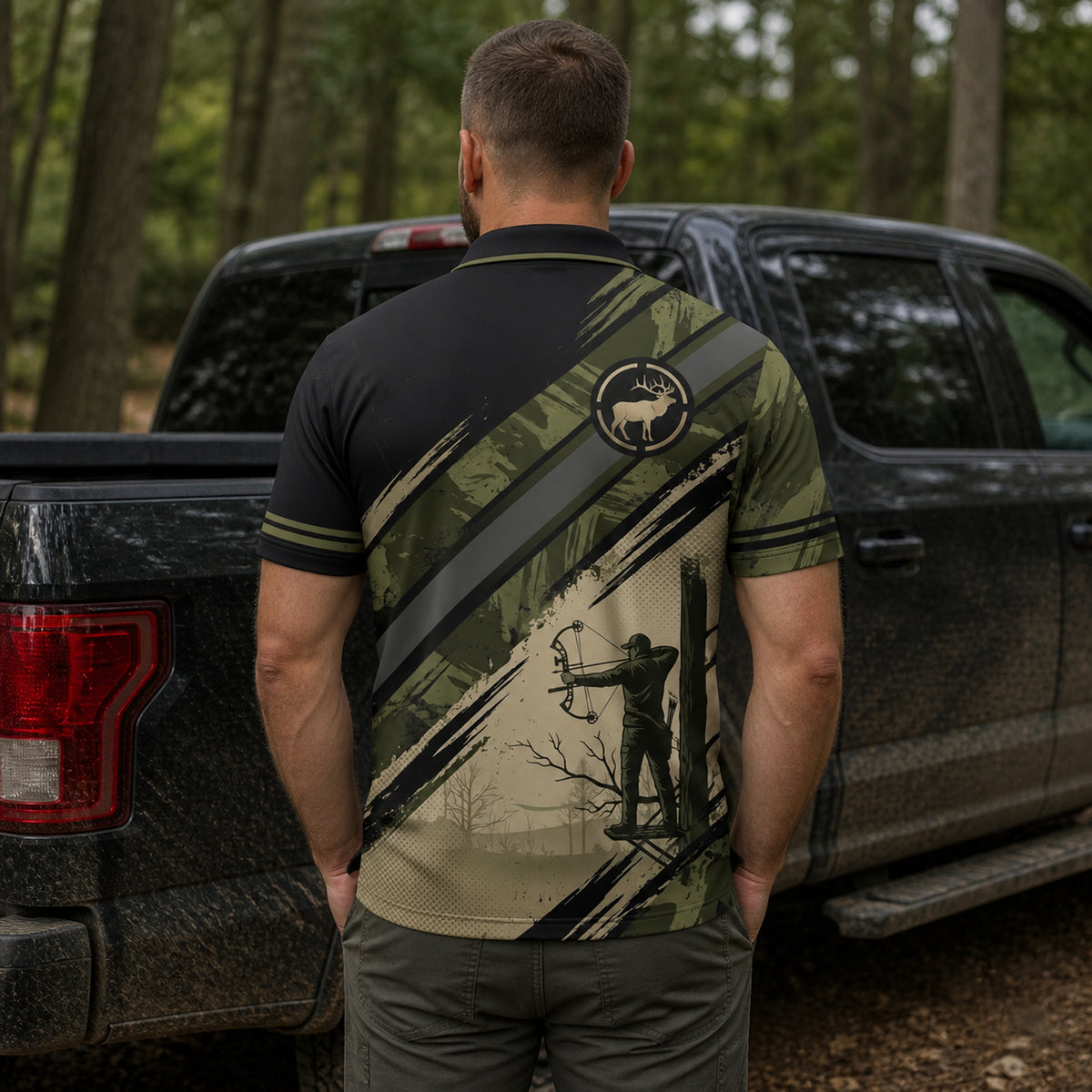 Treestand Elk Camo Polo Shirt - BHPLNQ1004