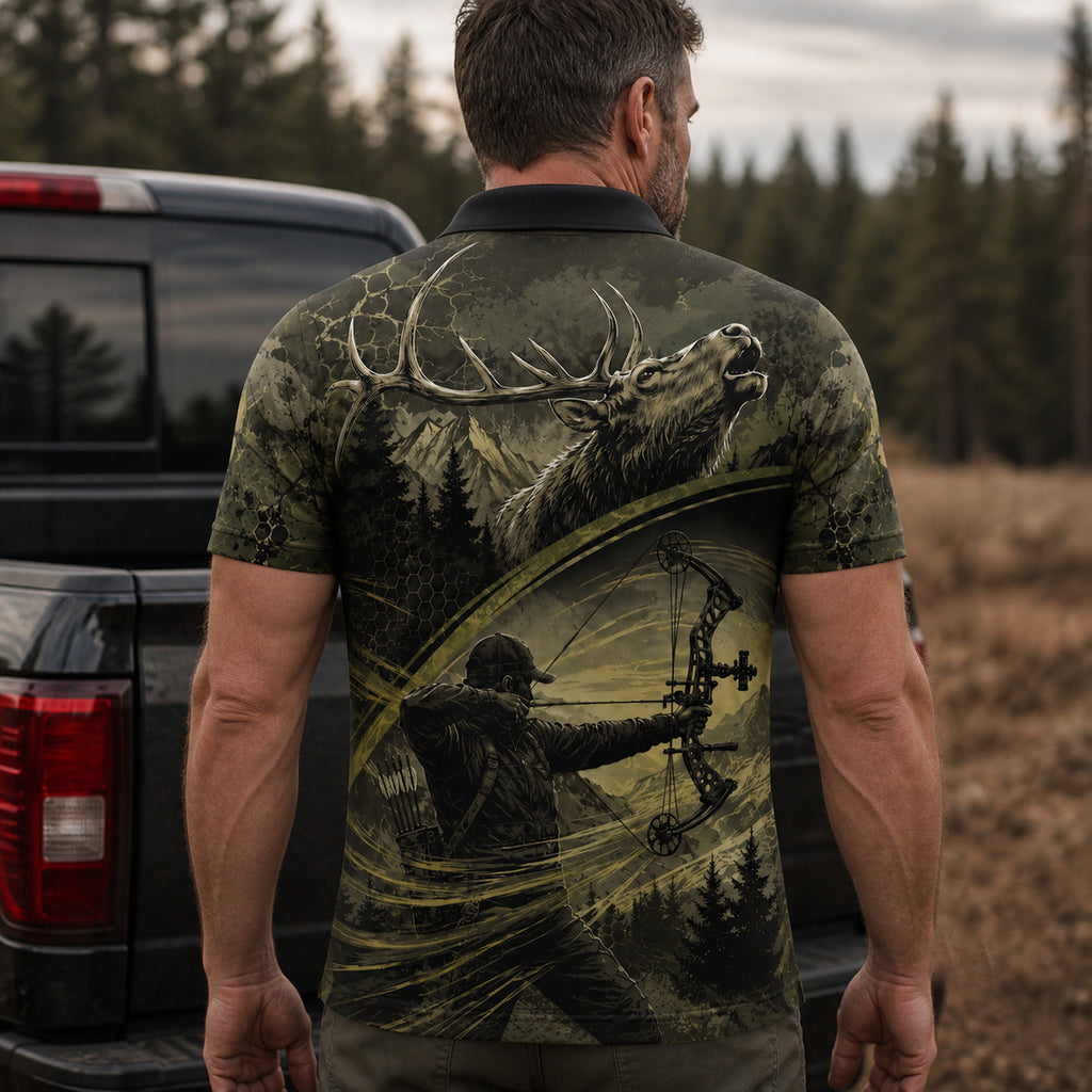 Highland Bugle Camo Polo Shirt Back