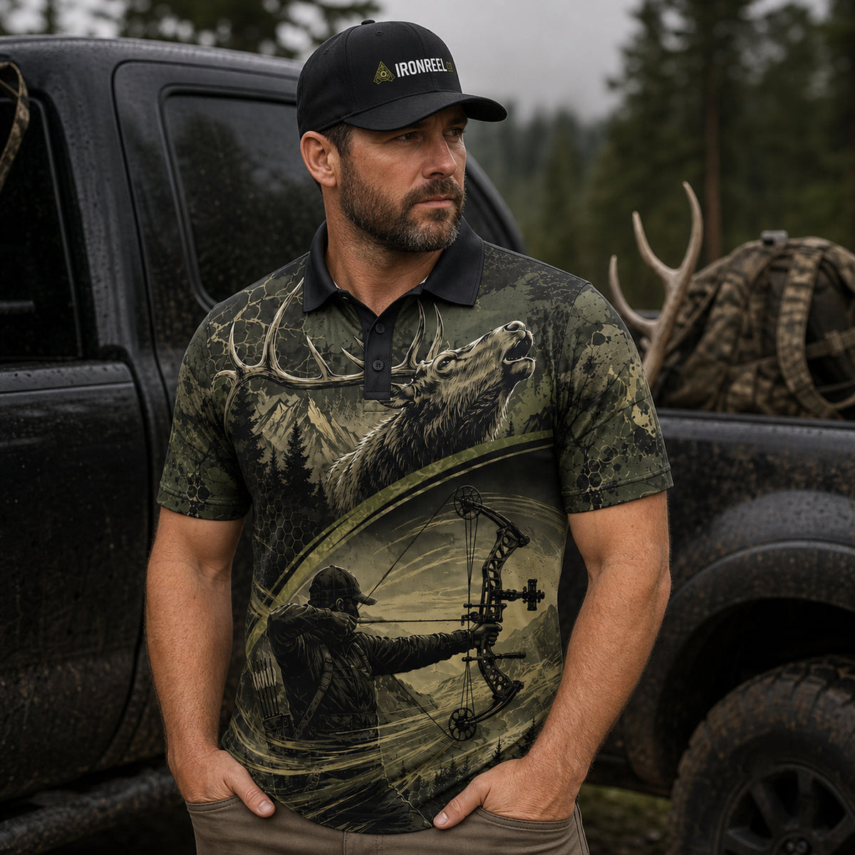Highland Bugle Camo Polo Shirt Body