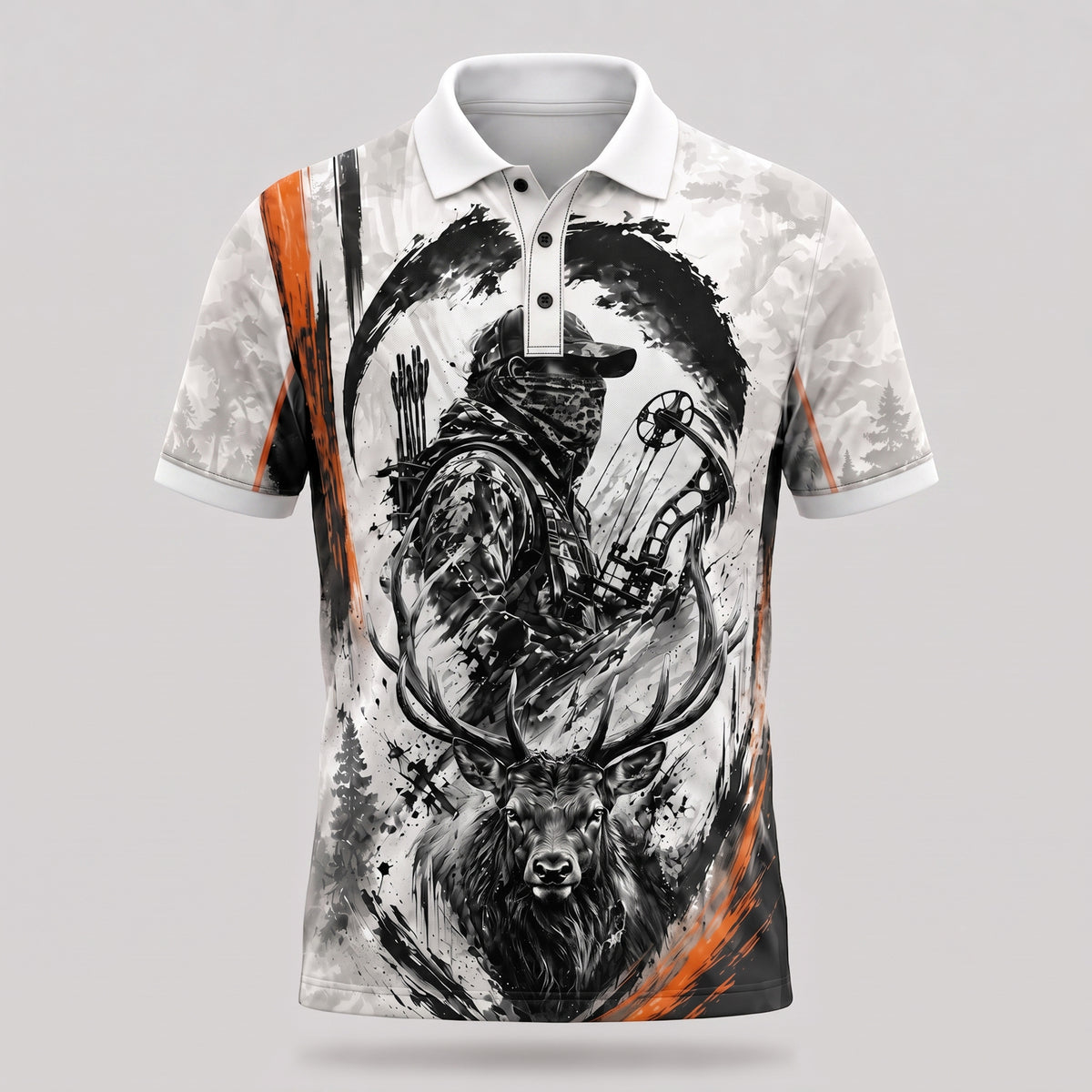 Ashfall Elk Camo Polo Shirt Front