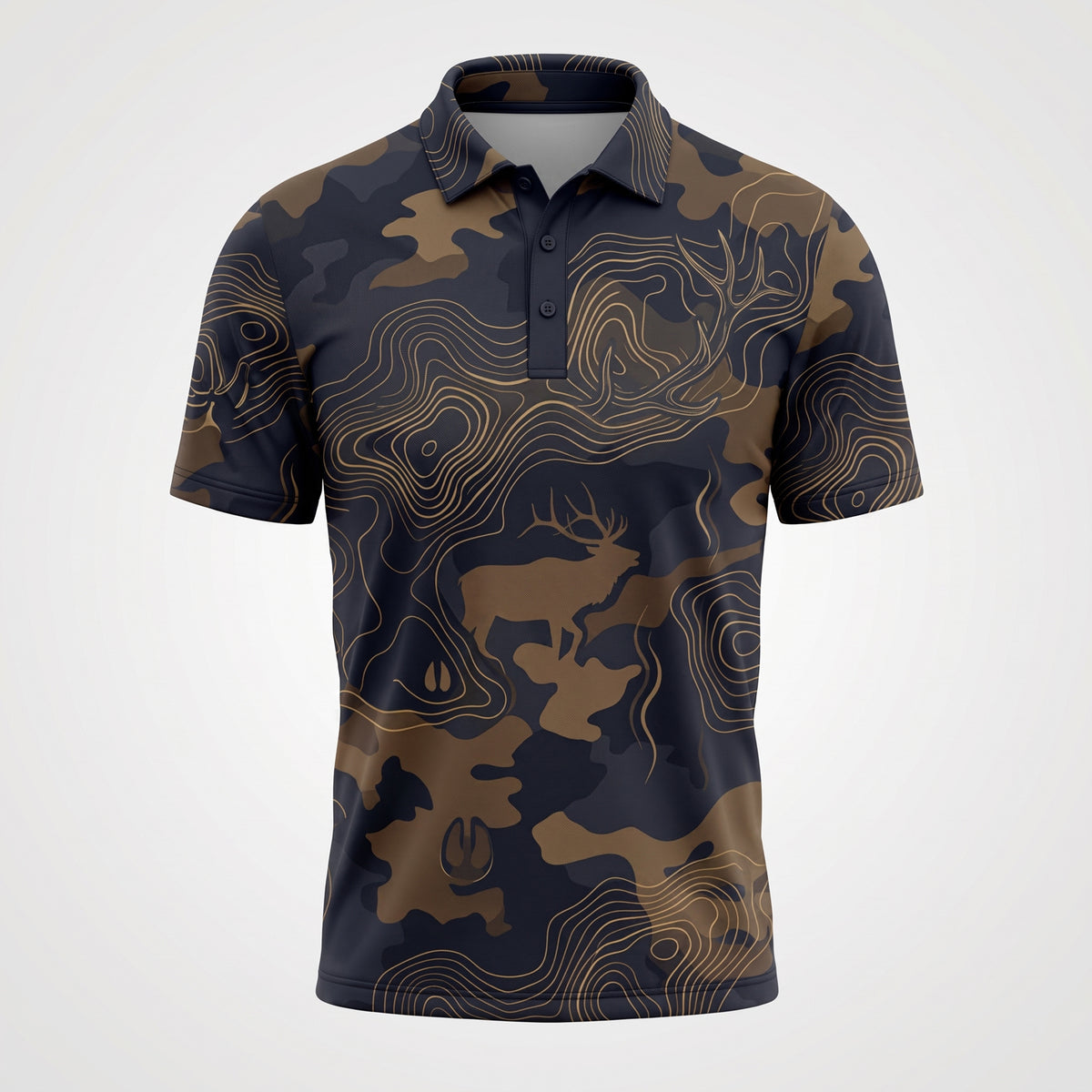 Topo Elk Camo Polo Shirt Front