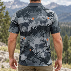 Pixel Ridge Elk Camo Polo Shirt back view