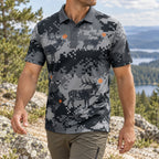 Pixel Ridge Elk Camo Polo Shirt angled view