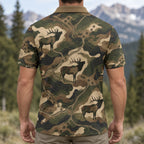 Timber Flow Elk Camo Polo Shirt back view