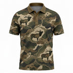 Timber Flow Elk Camo Polo Shirt front