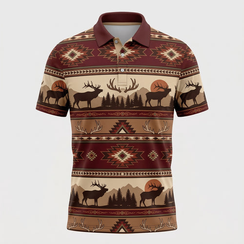 Aztec Blanket Elk Ridge Polo Shirt front