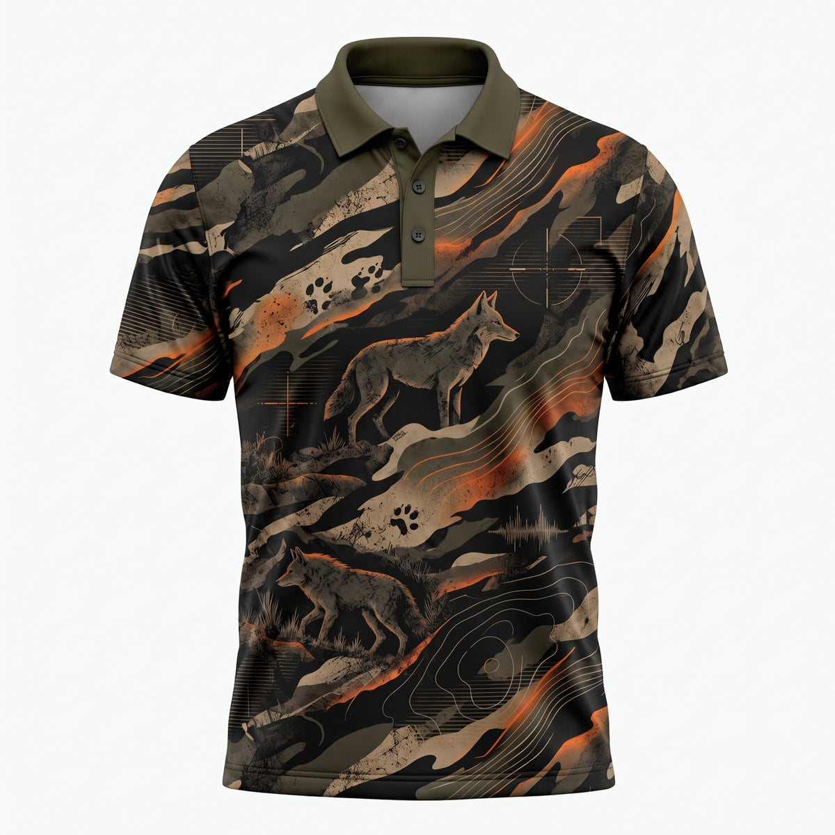 Crosshair Coyote Polo Shirt front