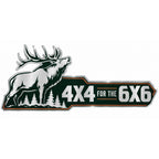 4x4 For The 6x6 bull elk metal car emblem, front view