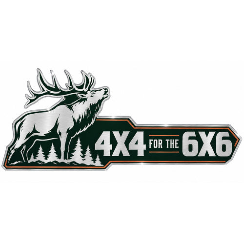 4x4 For The 6x6 bull elk metal car emblem, front view