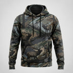 Elk Hunting Moss Ridge Herd Field Pullover Hoodie front