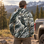 Elk Hunting Sage Flow Bull Field Pullover Hoodie back