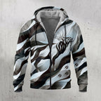 Elk Hunting Silver Drift Bull Fleece Full-Zip Hoodie front