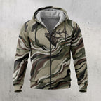 Elk Hunting Ribbon Bull Fleece Full-Zip Hoodie front