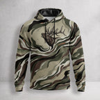 Elk Hunting Ribbon Bull Field Pullover Hoodie front