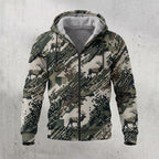 Elk Hunting Digital Drift Herd Fleece Full-Zip Hoodie front