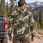 Elk Hunting Digital Drift Herd Field Pullover Hoodie back