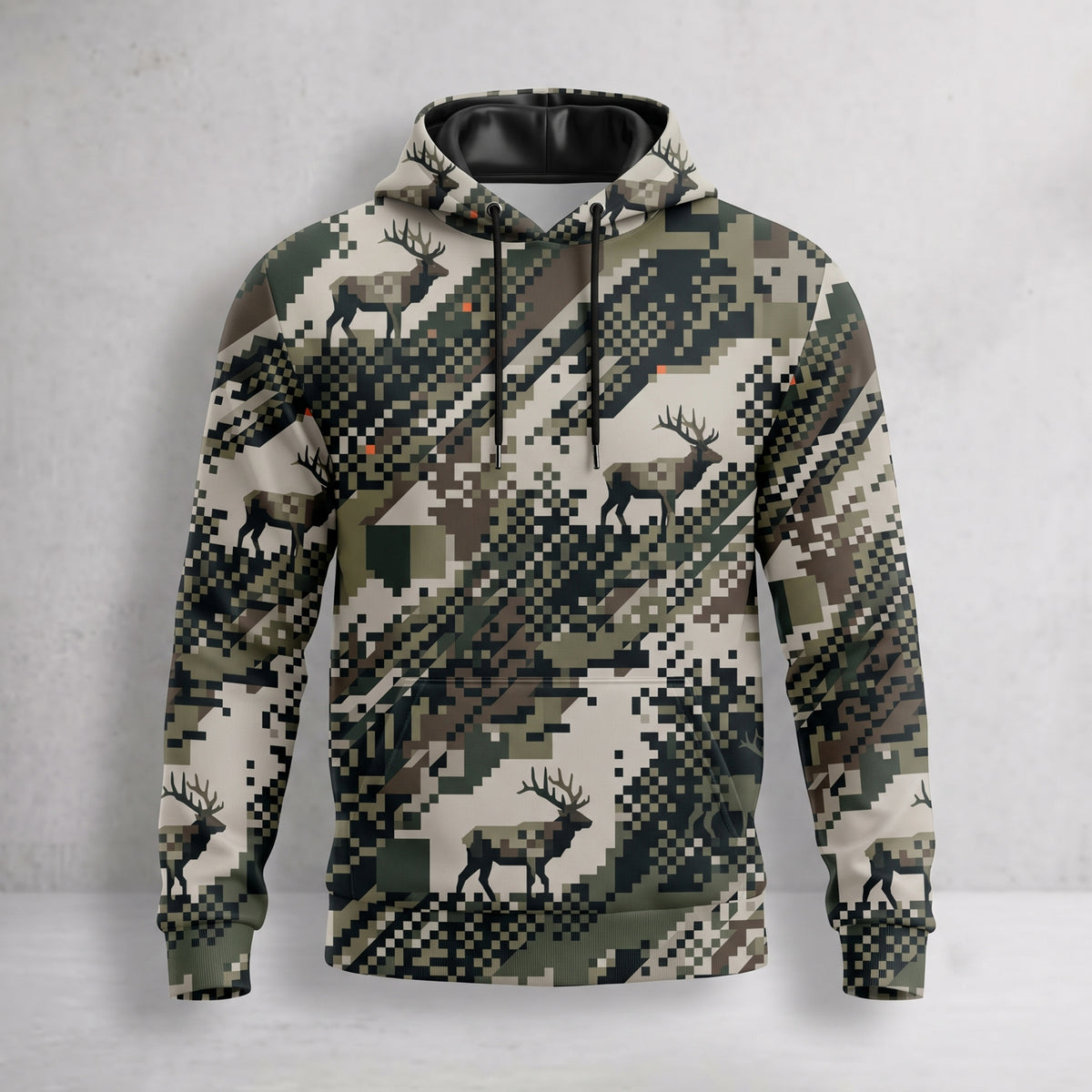 Elk Hunting Digital Drift Herd Field Pullover Hoodie front