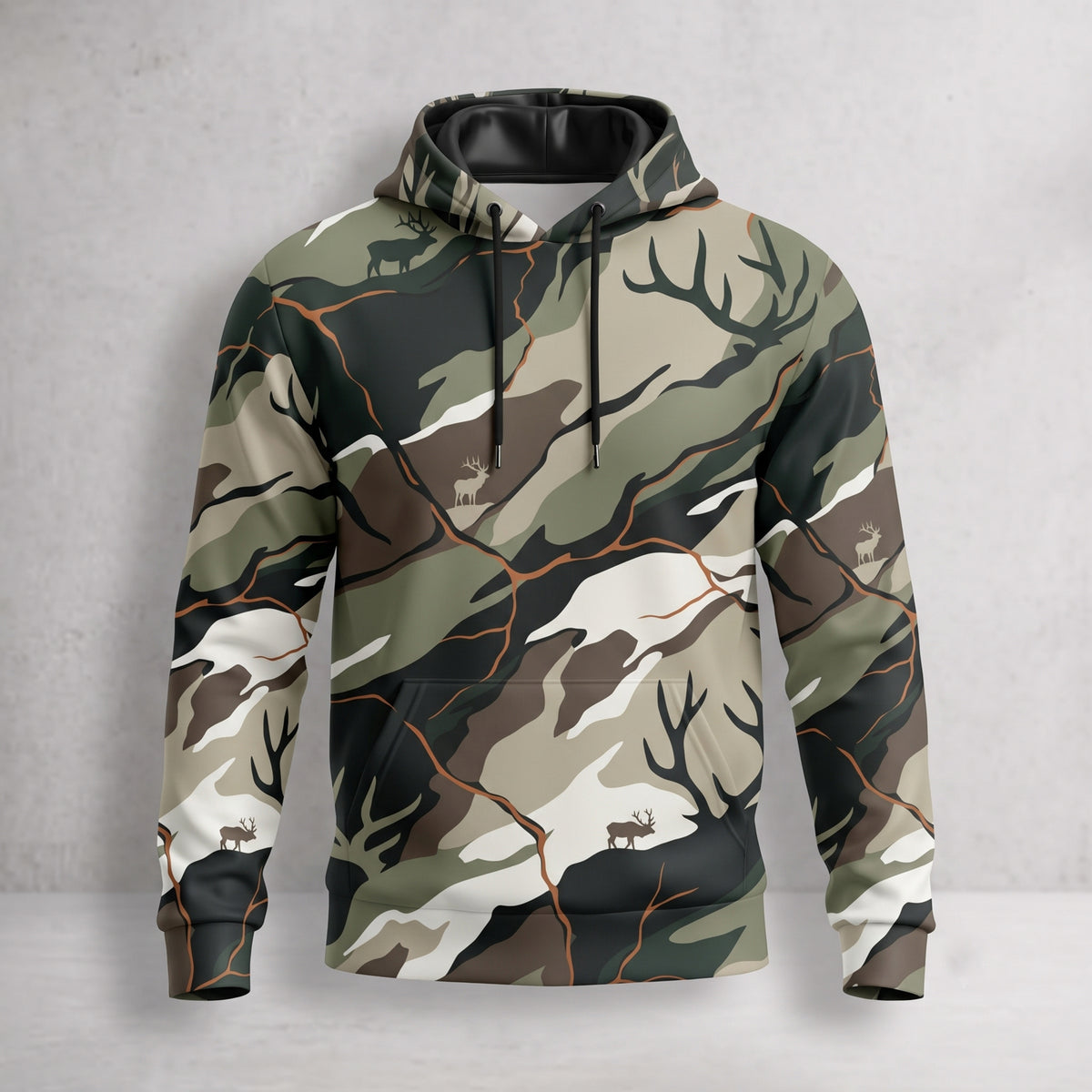 Elk Hunting Antler Thicket Field Pullover Hoodie front