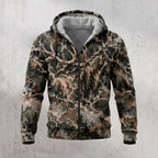 Elk Hunting Hidden Bull Fleece Full-Zip Hoodie front