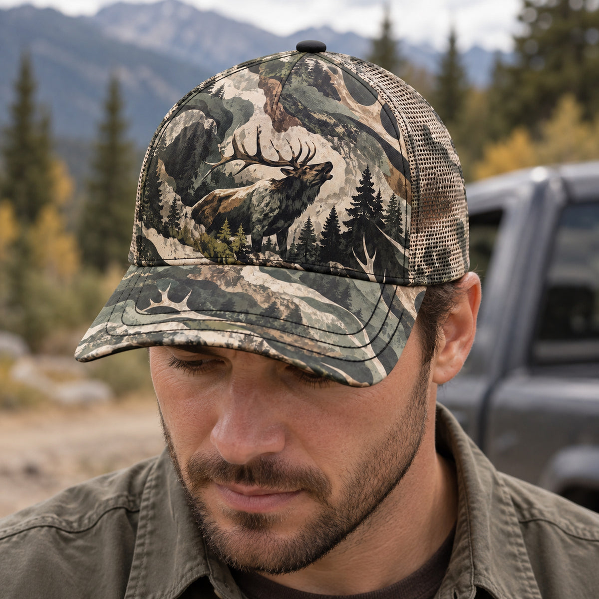 Shed Antler Drift Mesh Cap 2.0 worn outdoors