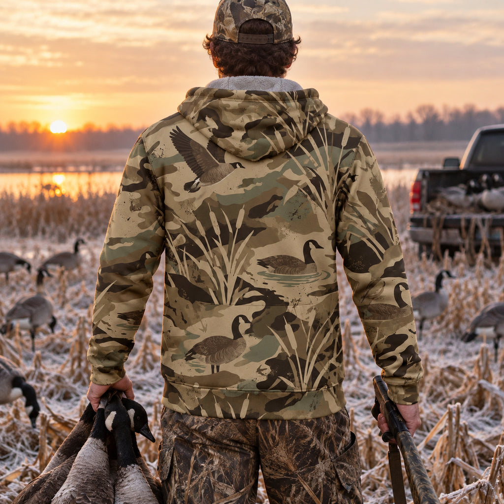 Goose Hunting Cut Field Honker Fleece Full-Zip Hoodie back