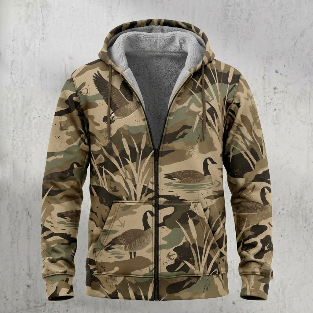 Goose Hunting Cut Field Honker Fleece Full-Zip Hoodie front