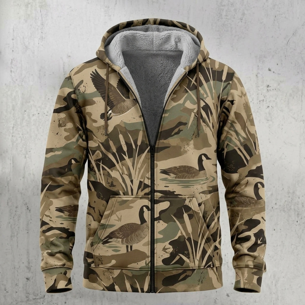 Goose Hunting Cut Field Honker Fleece Full-Zip Hoodie front