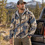 Mule Deer Hunting Shale Break Fleece Full-Zip Hoodie worn outdoors