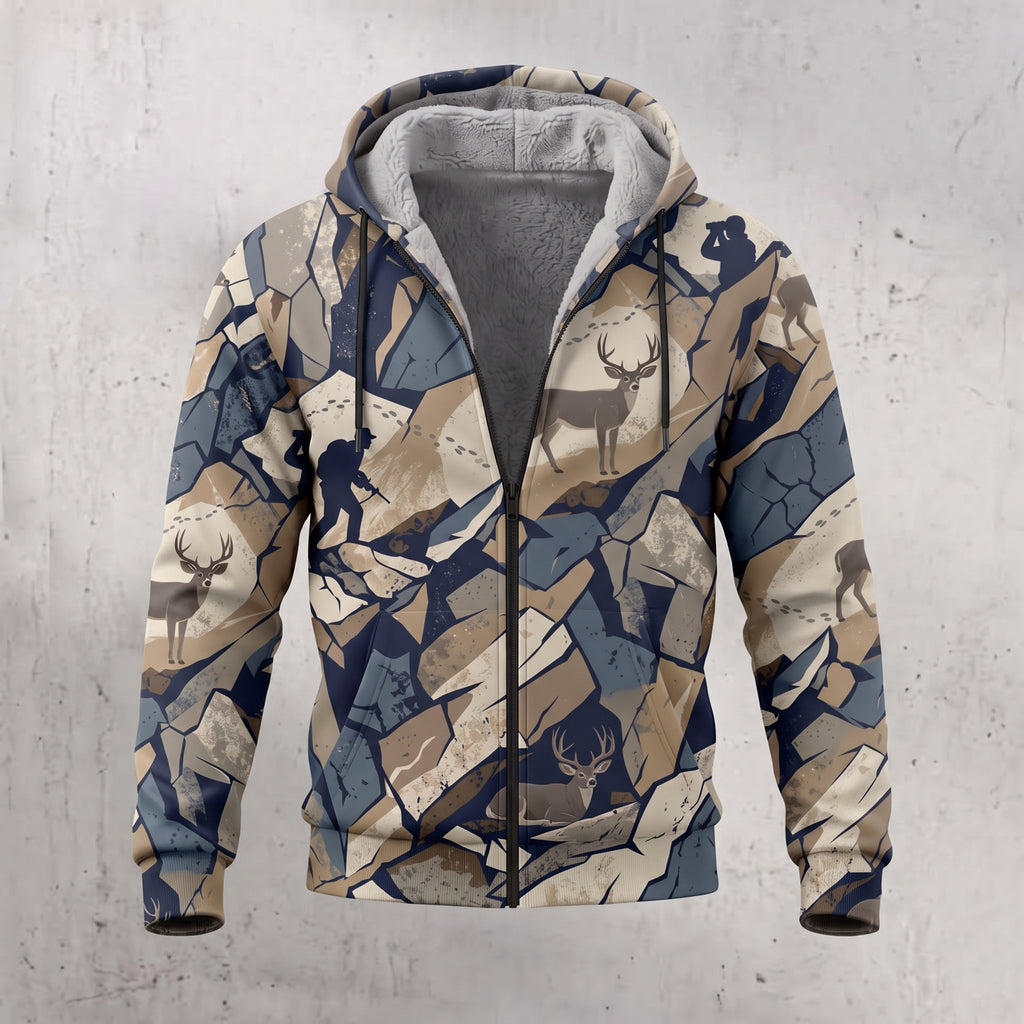 Mule Deer Hunting Shale Break Fleece Full-Zip Hoodie front