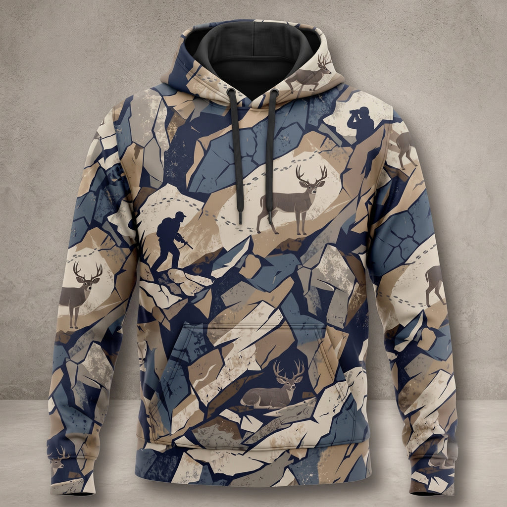 Mule Deer Hunting Shale Break Field Pullover Hoodie front