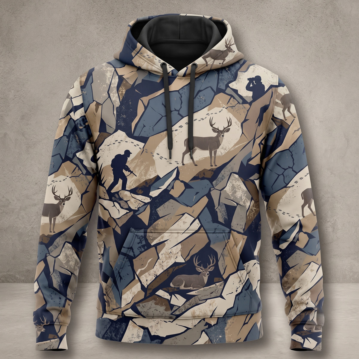 Mule Deer Hunting Shale Break Field Pullover Hoodie front