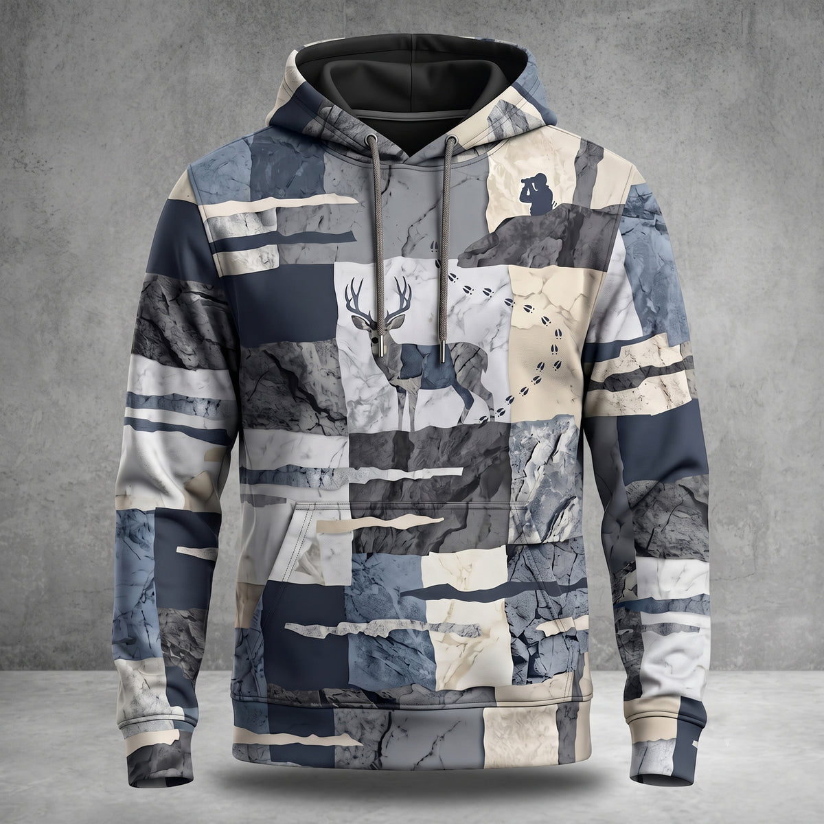 Mule Deer Hunting Granite Slab Field Pullover Hoodie front