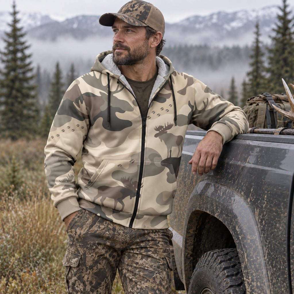 Moose Hunting Tundra Drift Fleece Full-Zip Hoodie angled view