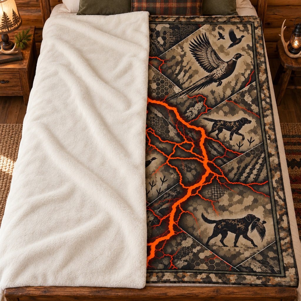 Blanket folded back on a bed, showing the sherpa lining