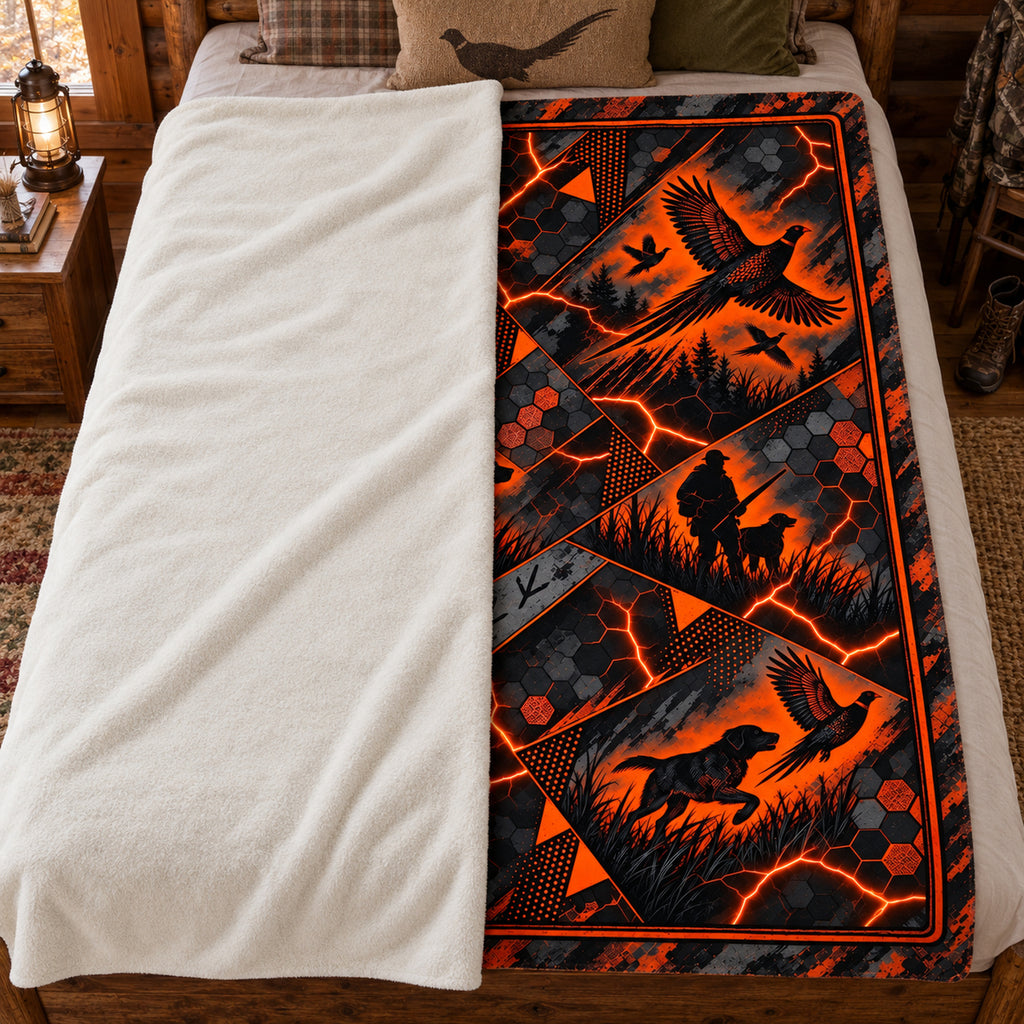 Blanket folded back on a bed, showing the sherpa lining