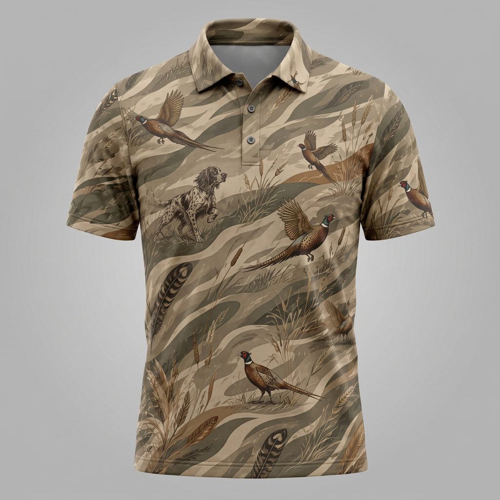 Wheatfield Rooster Camo Polo Shirt Front