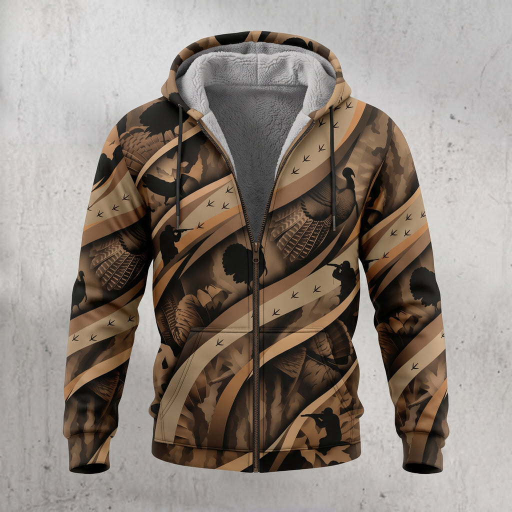 Turkey Hunting Feather Drift Fleece Full-Zip Hoodie front