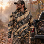 Turkey Hunting Feather Drift Field Pullover Hoodie angled view
