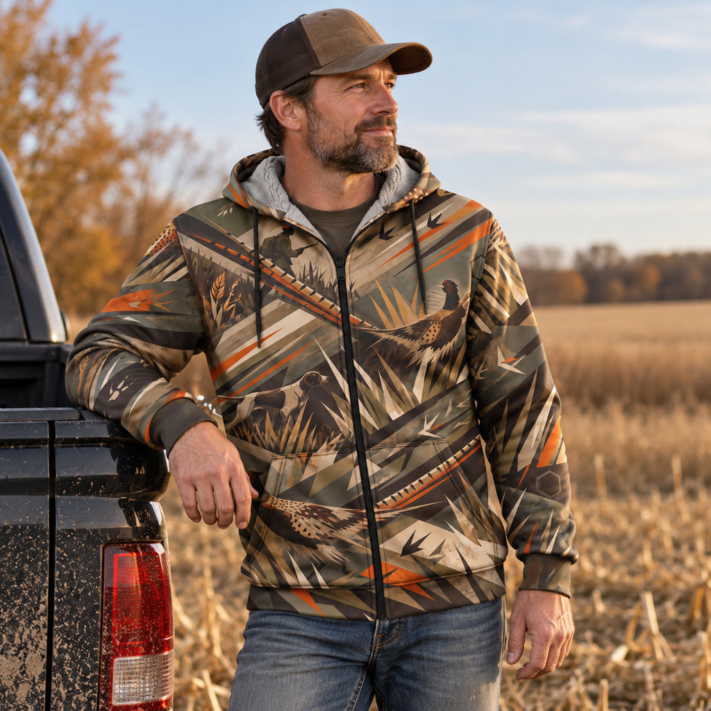 Upland Grass Rooster Fleece Full-Zip Hoodie angled view