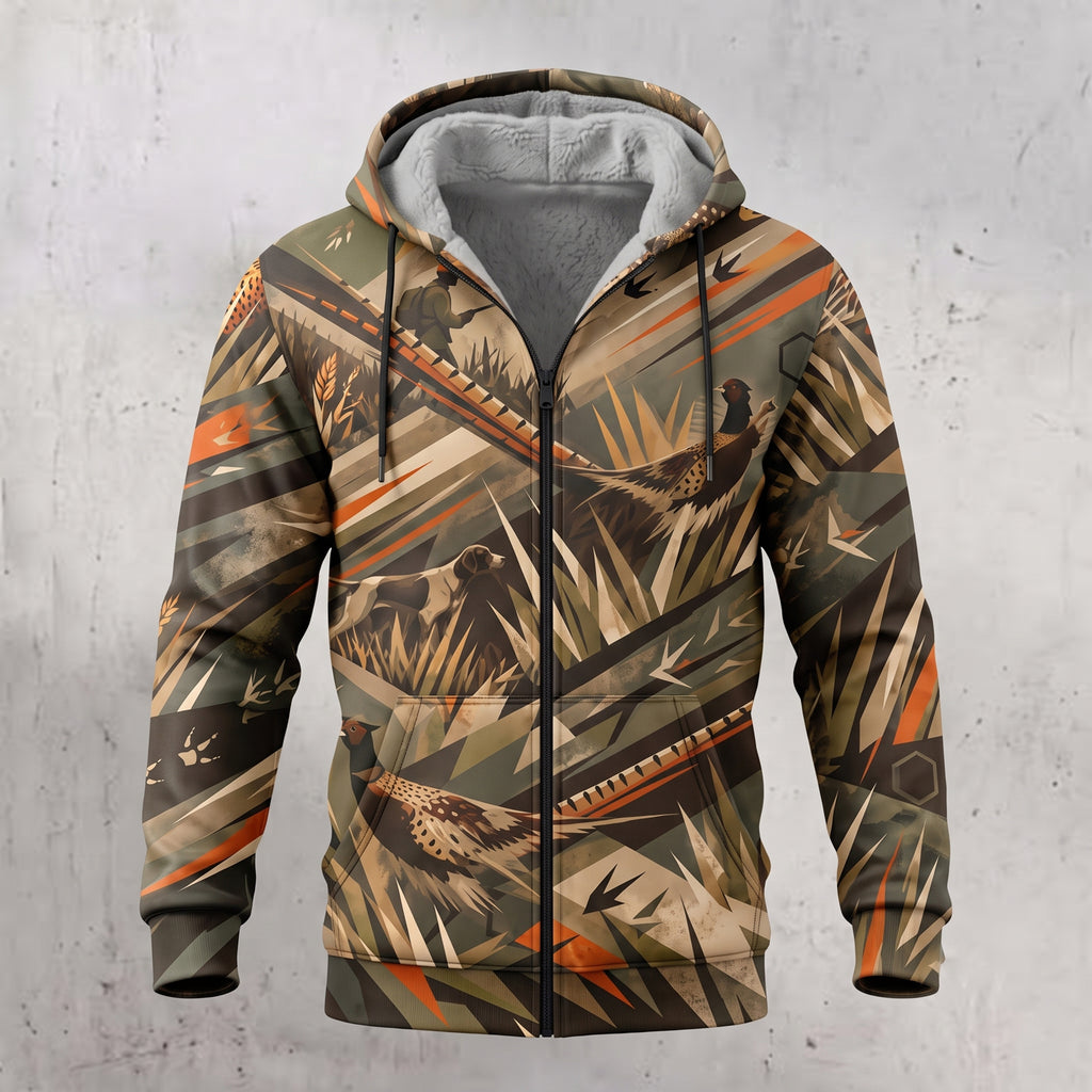Upland Grass Rooster Fleece Full-Zip Hoodie front