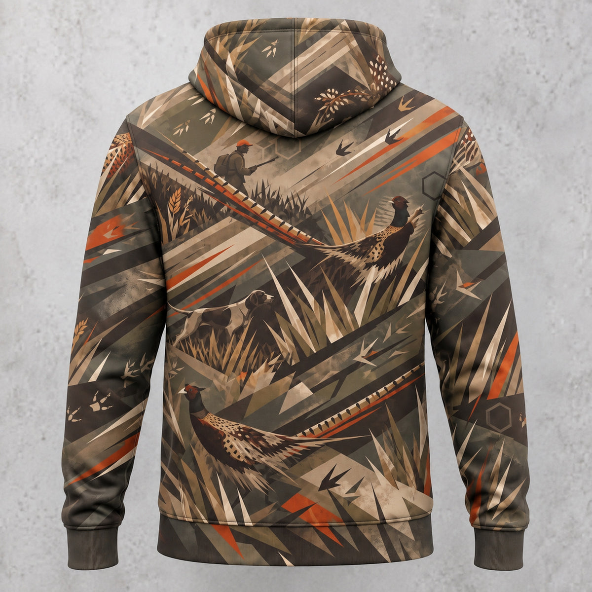 Upland Grass Rooster Field Pullover Hoodie back